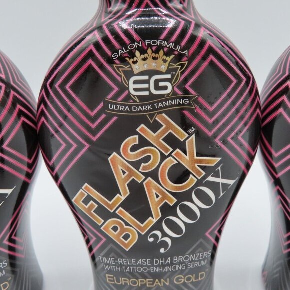 European Gold 3 Pack Flash Black 3000X Indoor Tanning Bed Lotion 12 Fl Oz NEW - Picture 2 of 10